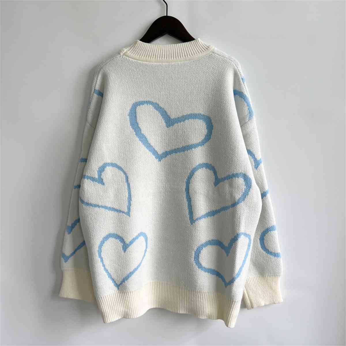 Heart Pattern Long Sleeve Sweater - Sweaters - Shirts & Tops - 12 - 2024