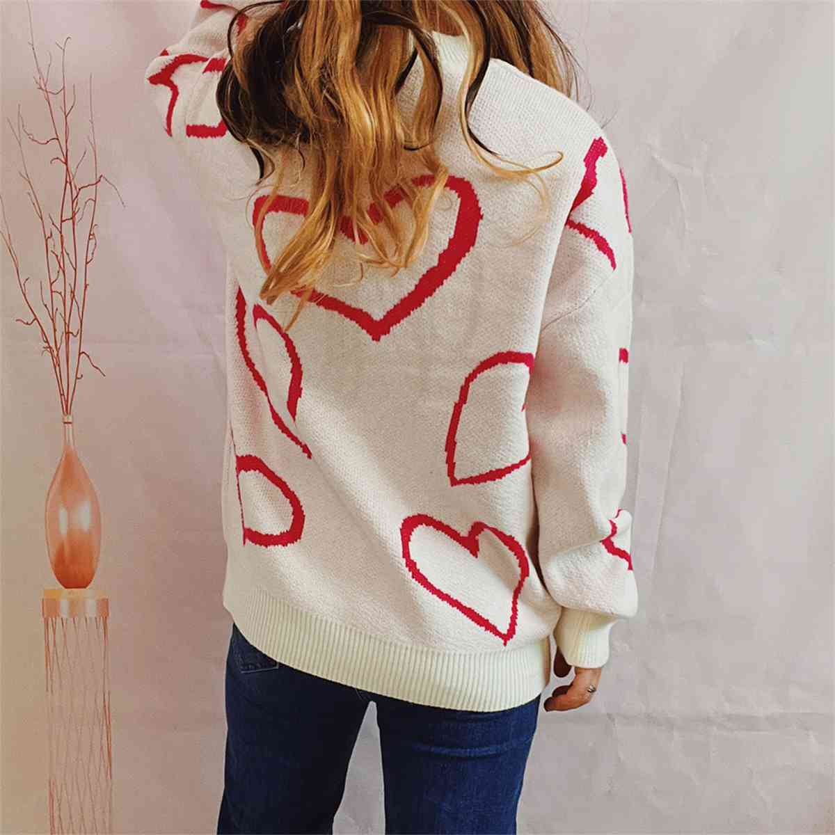 Heart Pattern Long Sleeve Sweater - Sweaters - Shirts & Tops - 6 - 2024