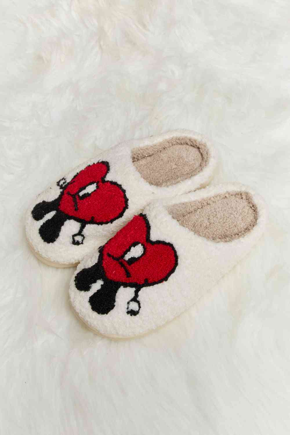 Love Heart Print Plush Slippers - Slippers - Shoes - 10 - 2024