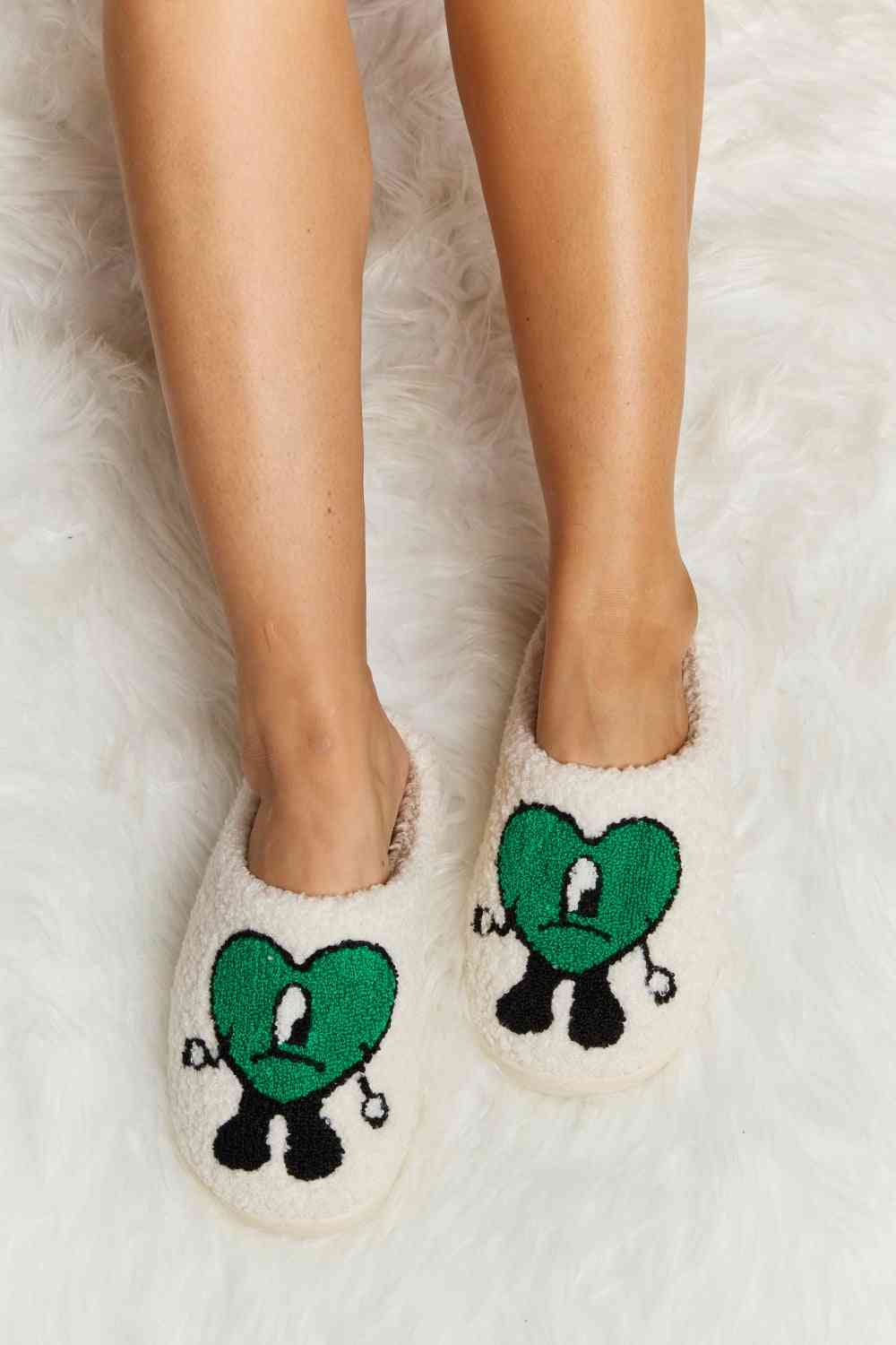 Love Heart Print Plush Slippers - Slippers - Shoes - 14 - 2024