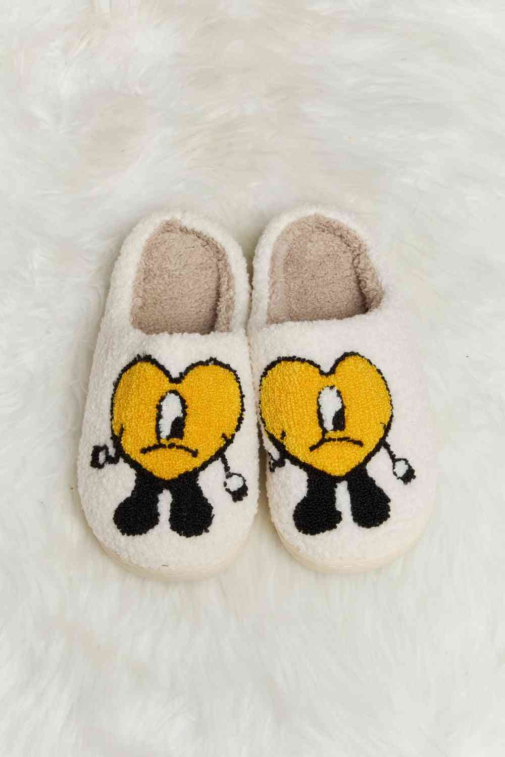 Love Heart Print Plush Slippers - Slippers - Shoes - 22 - 2024