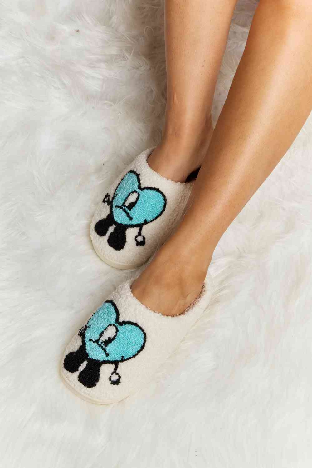 Love Heart Print Plush Slippers - Slippers - Shoes - 27 - 2024