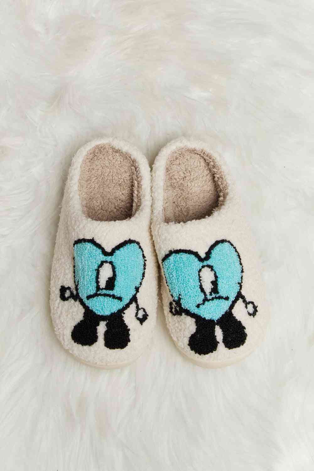 Love Heart Print Plush Slippers - Slippers - Shoes - 28 - 2024