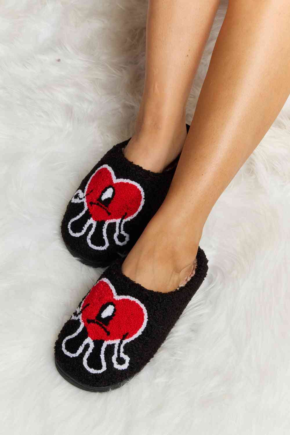 Love Heart Print Plush Slippers - Slippers - Shoes - 33 - 2024