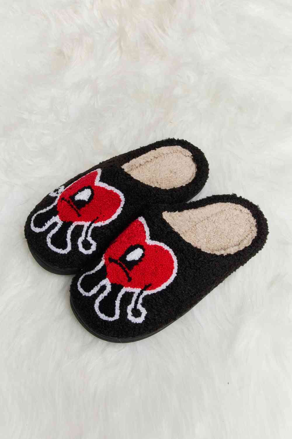 Love Heart Print Plush Slippers - Slippers - Shoes - 34 - 2024