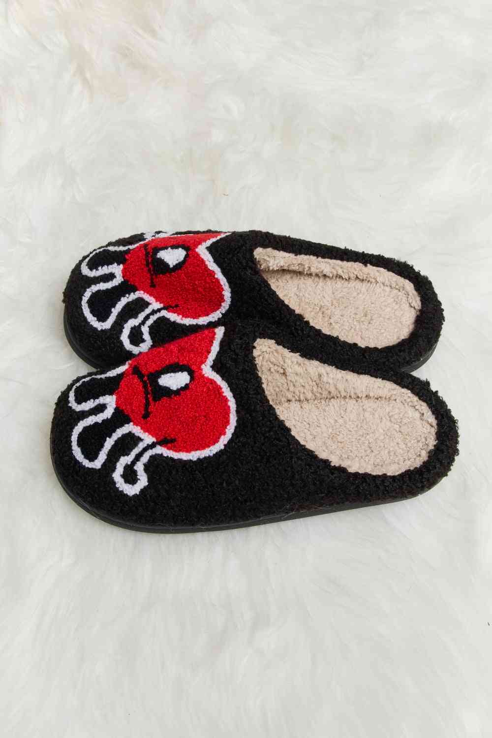 Love Heart Print Plush Slippers - Slippers - Shoes - 35 - 2024