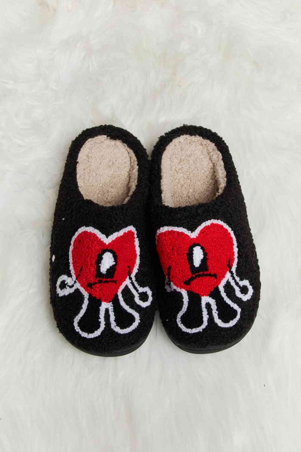 Love Heart Print Plush Slippers - Slippers - Shoes - 36 - 2024