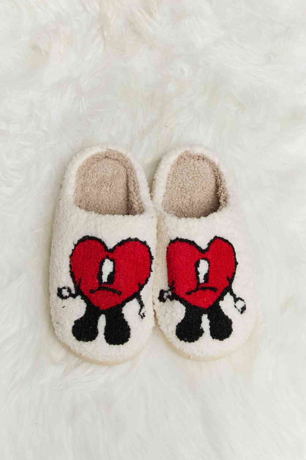 Love Heart Print Plush Slippers - Slippers - Shoes - 9 - 2024