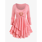 Heart Ring Layered Long Sleeves Dress - All Dresses - 5
