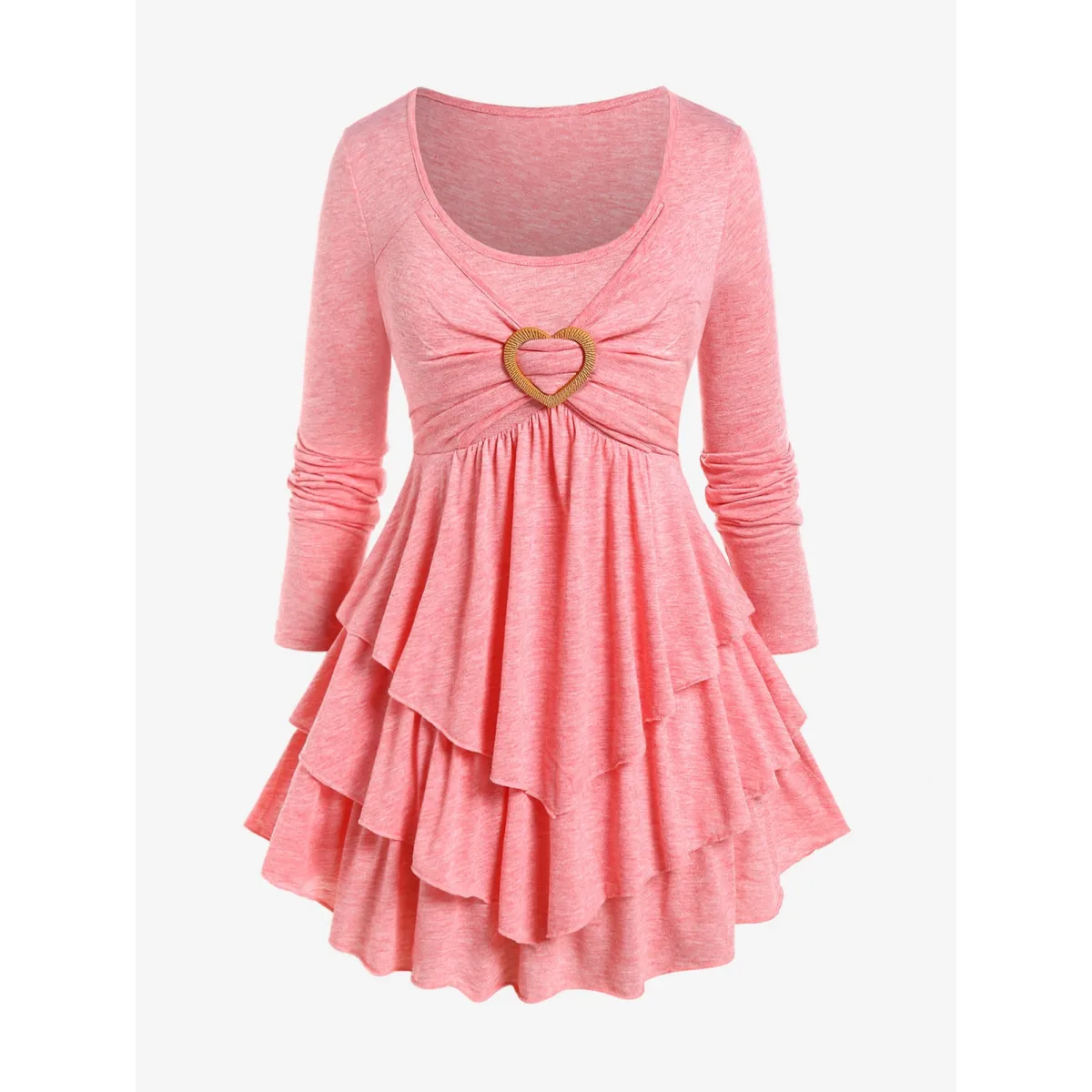 Heart Ring Layered Long Sleeves Dress - All Dresses - 5