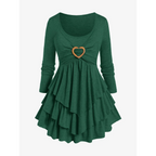Heart Ring Layered Long Sleeves Dress - All Dresses - 6