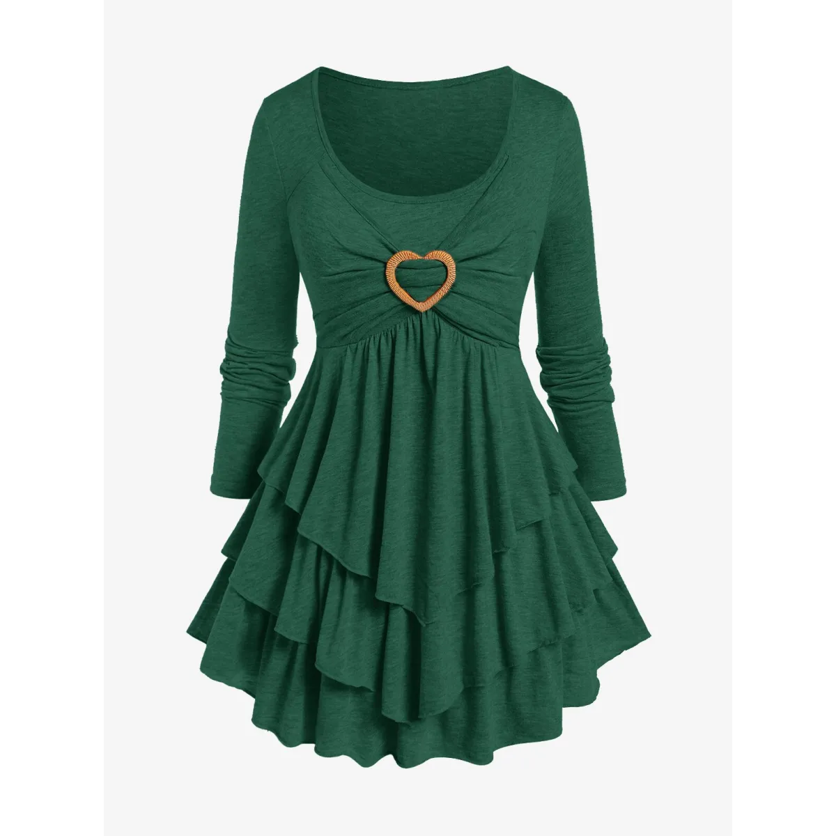 Heart Ring Layered Long Sleeves Dress - All Dresses - 6