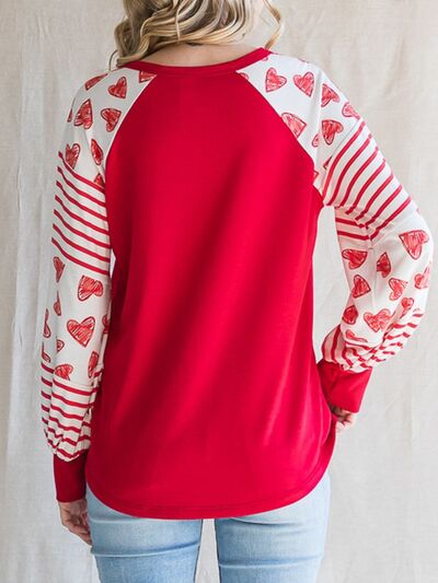 Heart Striped Quarter Button Long Sleeve T-Shirt - T-Shirts - Shirts & Tops - 2 - 2024