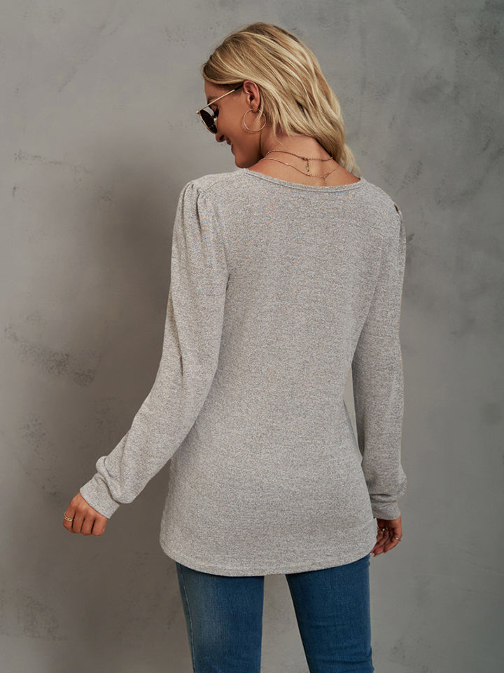 Heathered Square Neck Long Sleeve T-Shirt - T-Shirts - Shirts & Tops - 15 - 2024