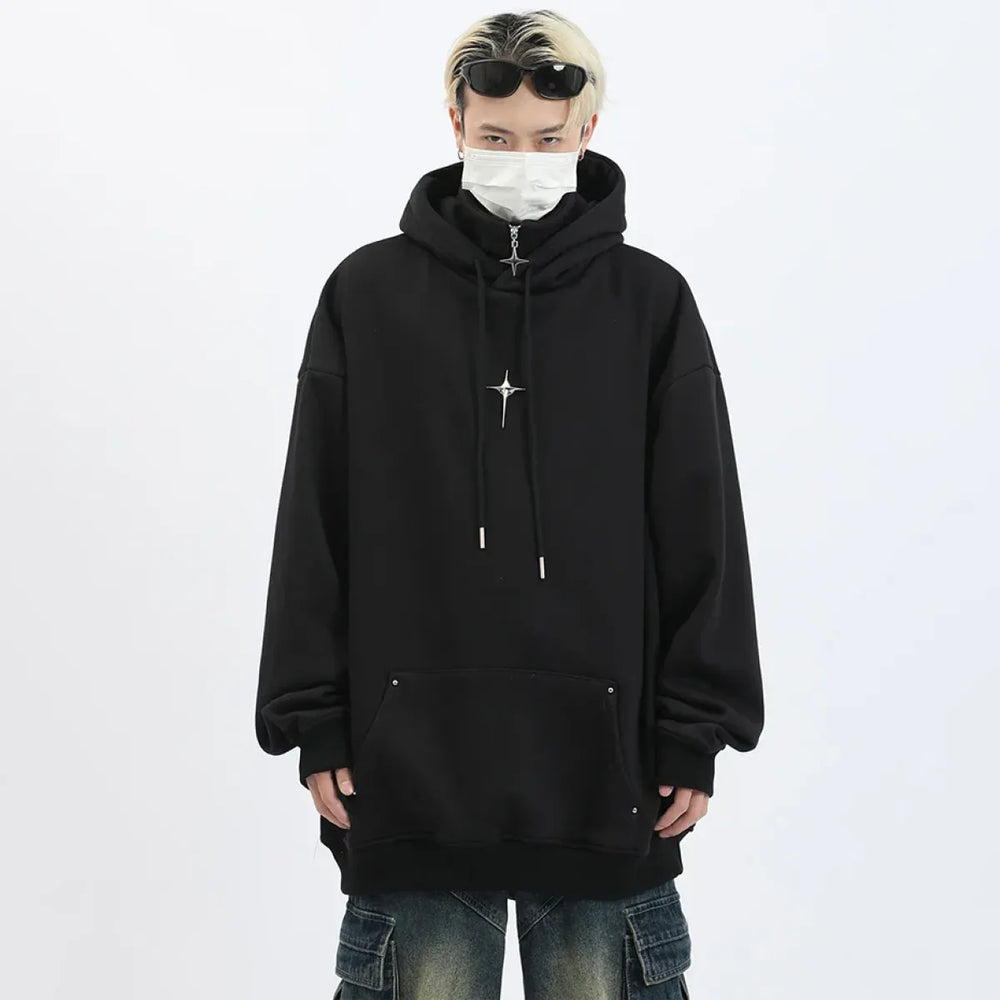 Harajuku High Neck Hoodie - Hoodies & Sweatshirts - Men’s Hoodies - 1