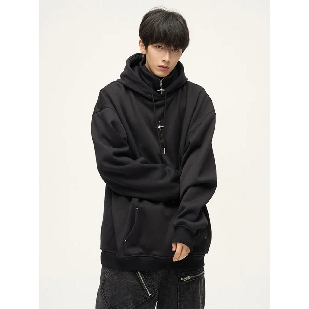 Harajuku High Neck Hoodie - Hoodies & Sweatshirts - Men’s Hoodies - 6