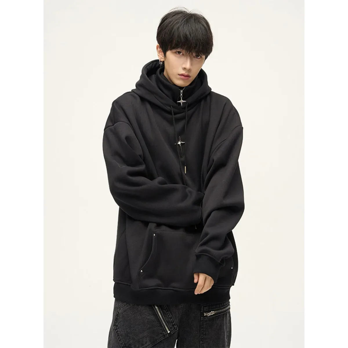 Harajuku High Neck Hoodie - Hoodies & Sweatshirts - Men’s Hoodies - 6