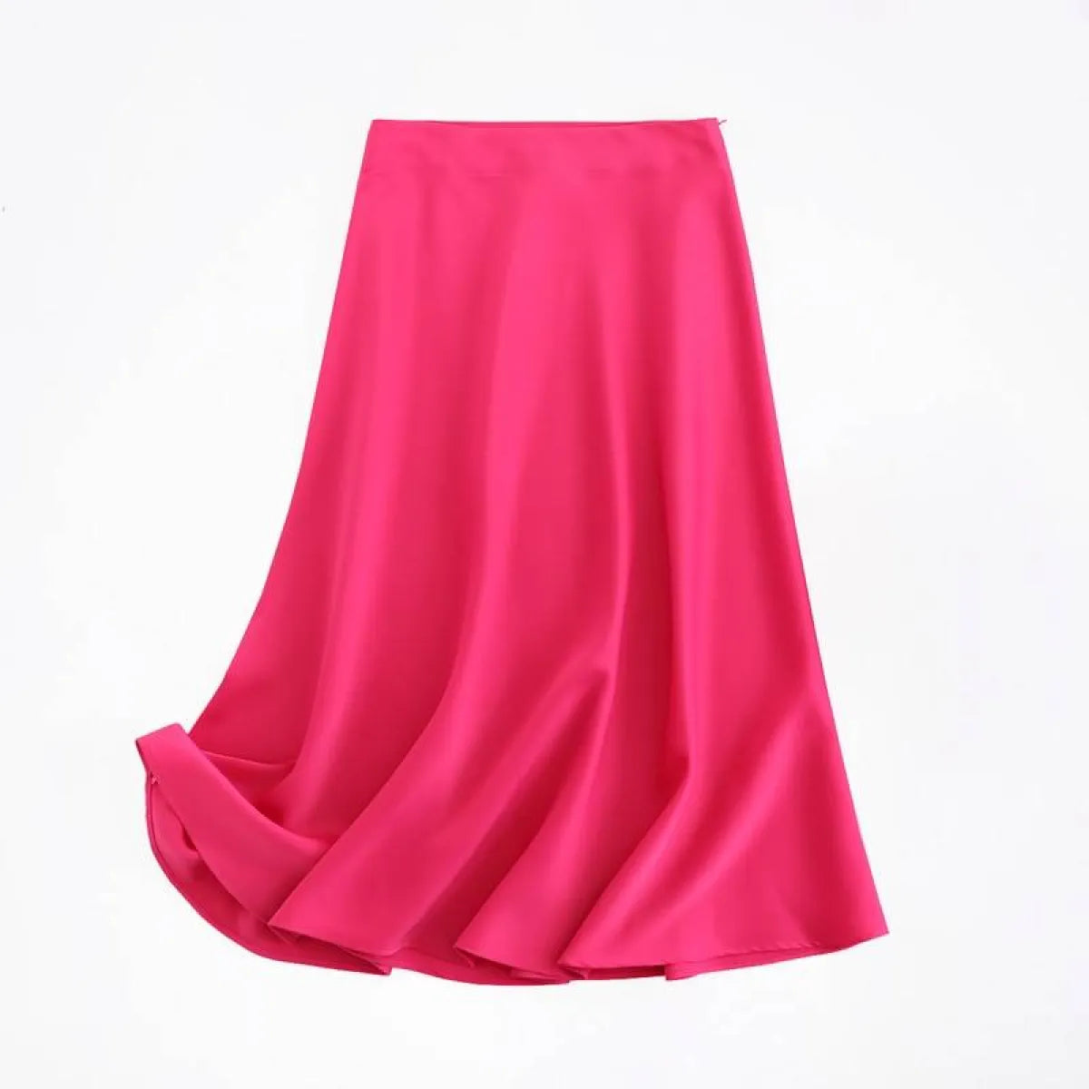 High-rise A-line Satin Skirt - Bottoms - 14