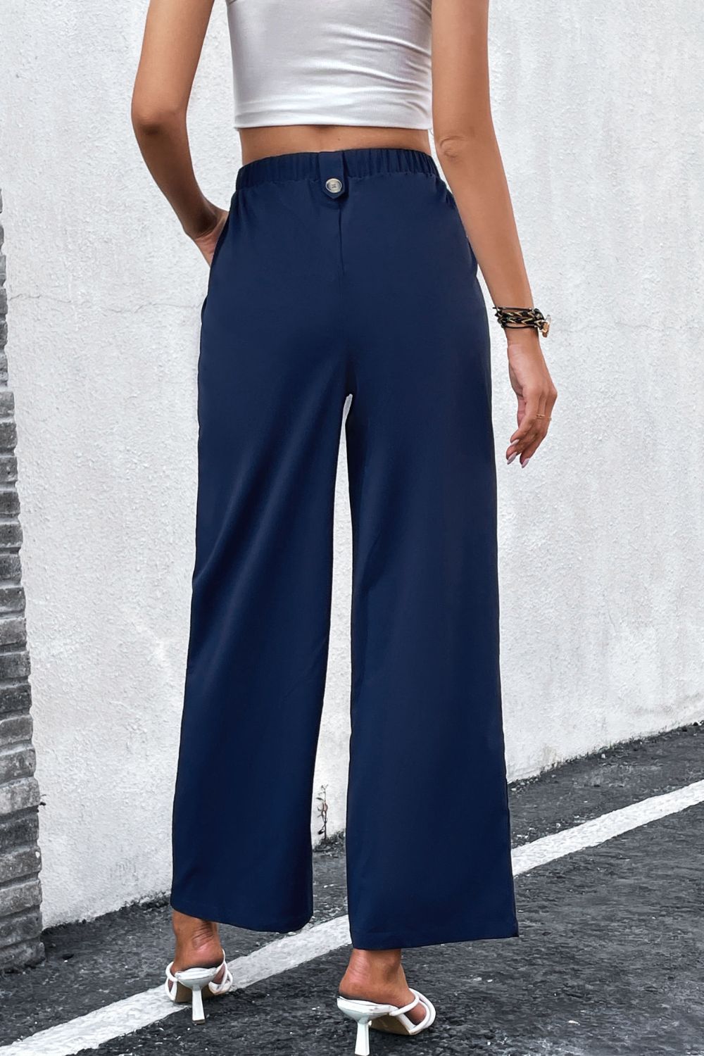 High-Rise Pleated Waist Wide Leg Pants - Bottoms - Pants - 2 - 2024