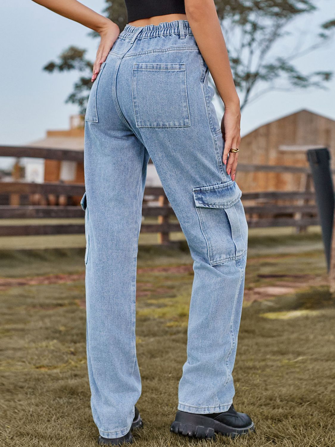 High Waist Cargo Jeans - Bottoms - Pants - 12 - 2024