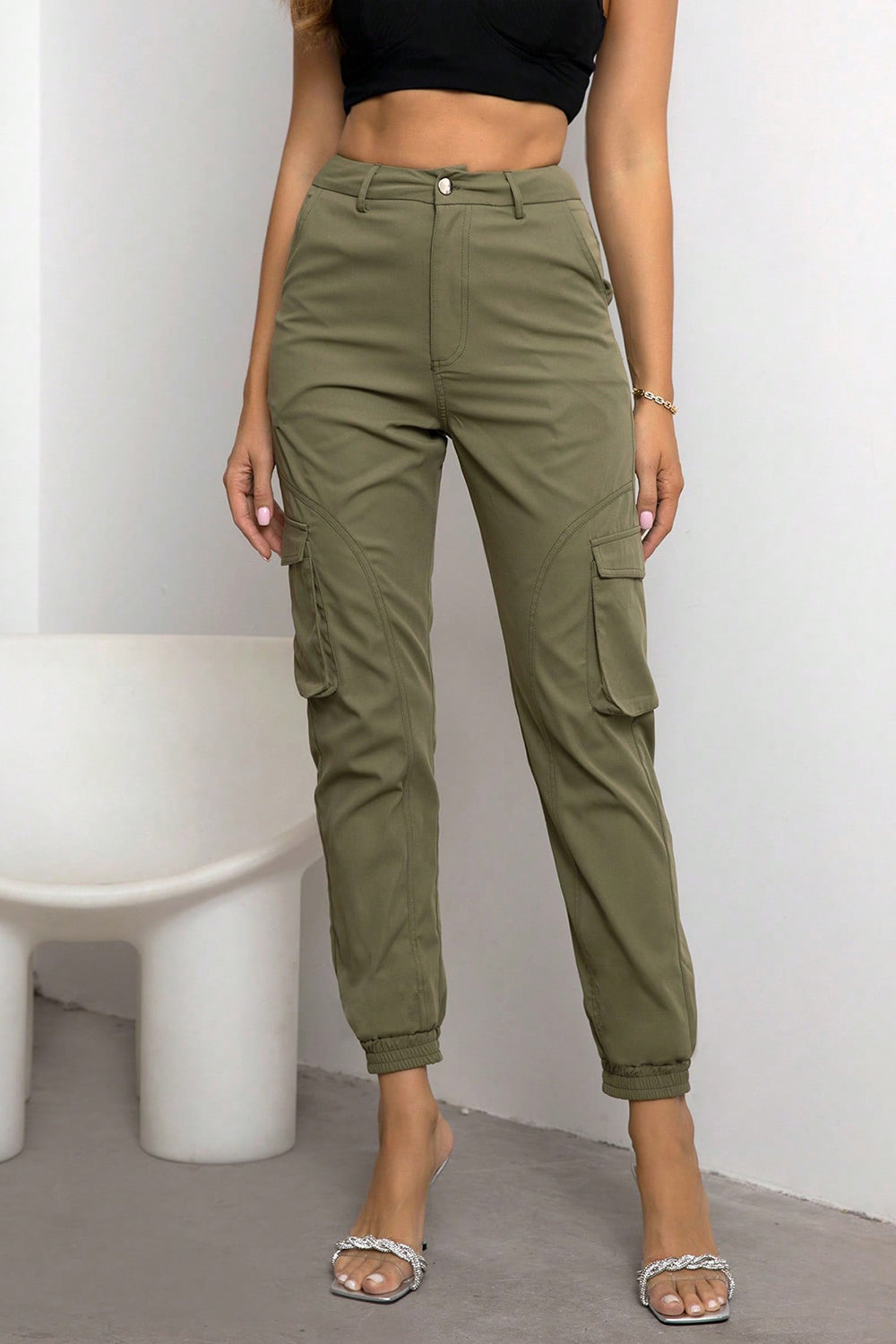 High Waist Cargo Pants - Green / XS - Bottoms - Pants - 1 - 2024