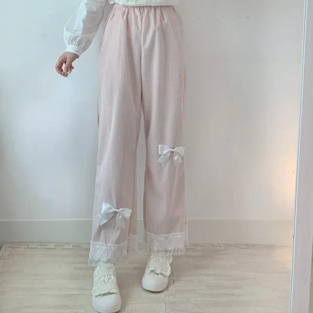 Kawaii High Waist Corduroy Lolita Pants - Bottoms - 1