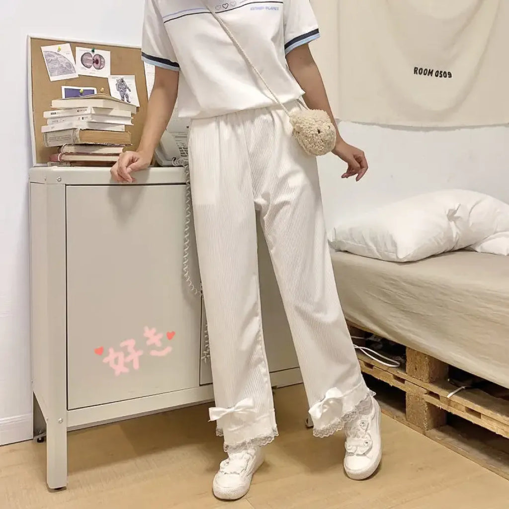 Kawaii High Waist Corduroy Lolita Pants - Bottoms - 10