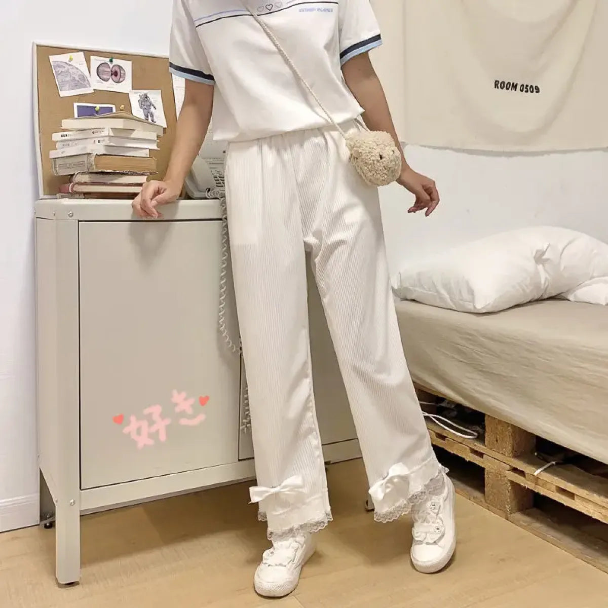 Kawaii High Waist Corduroy Lolita Pants - Bottoms - 10