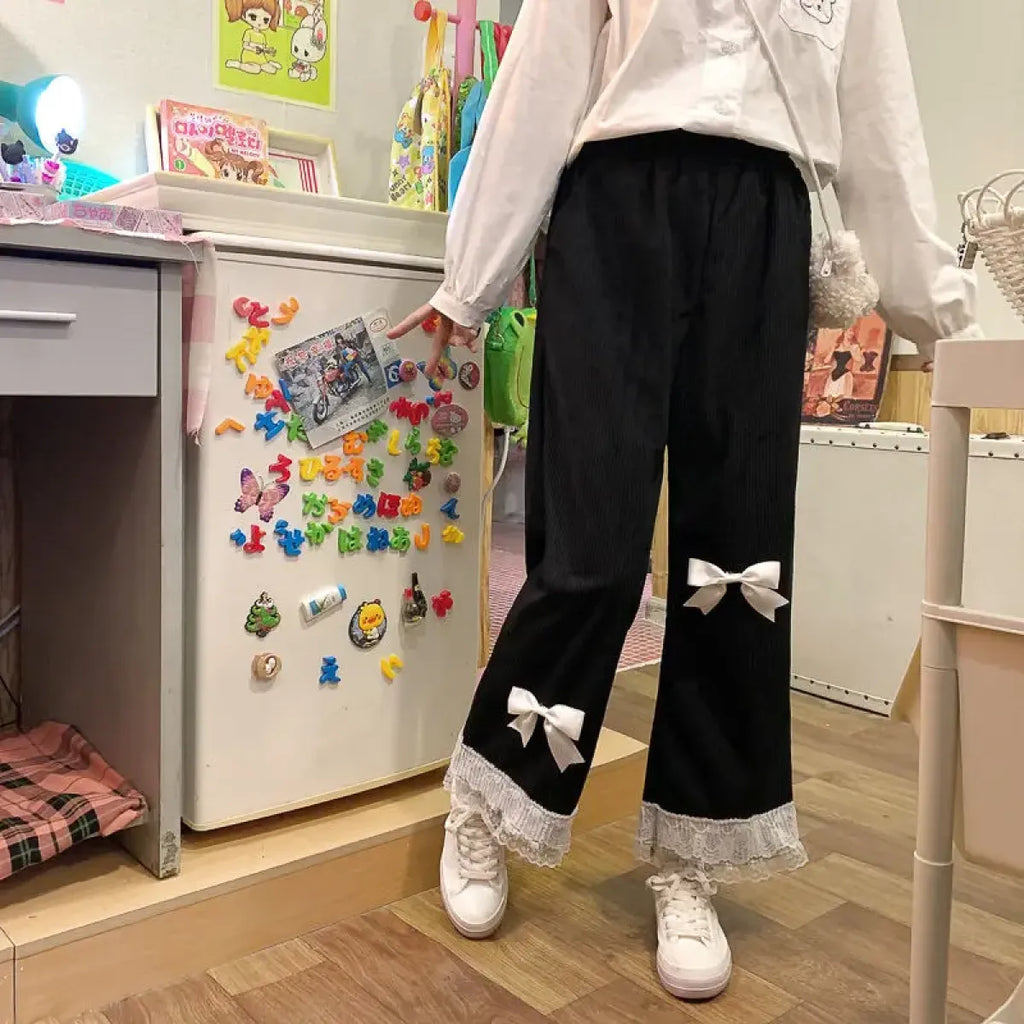 Kawaii High Waist Corduroy Lolita Pants - Bottoms - 13