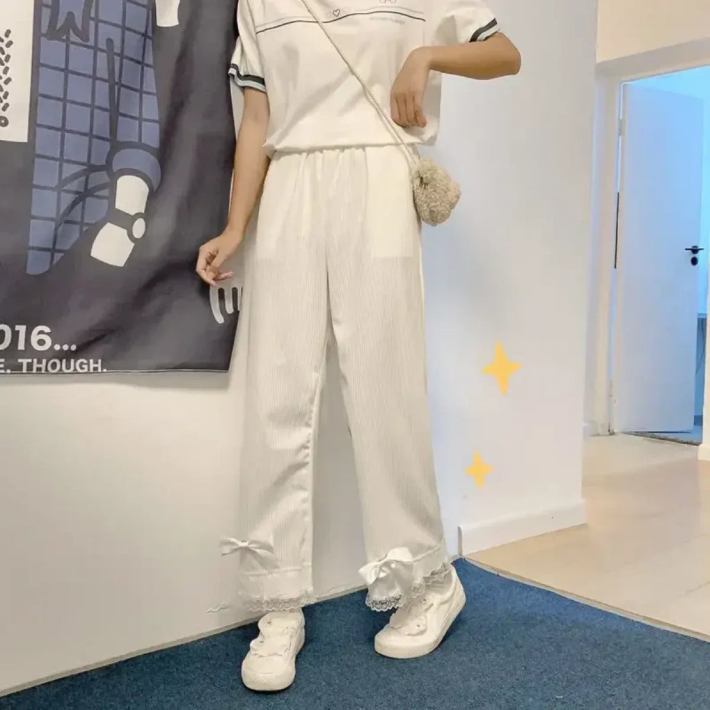 Kawaii High Waist Corduroy Lolita Pants - Bottoms - 5