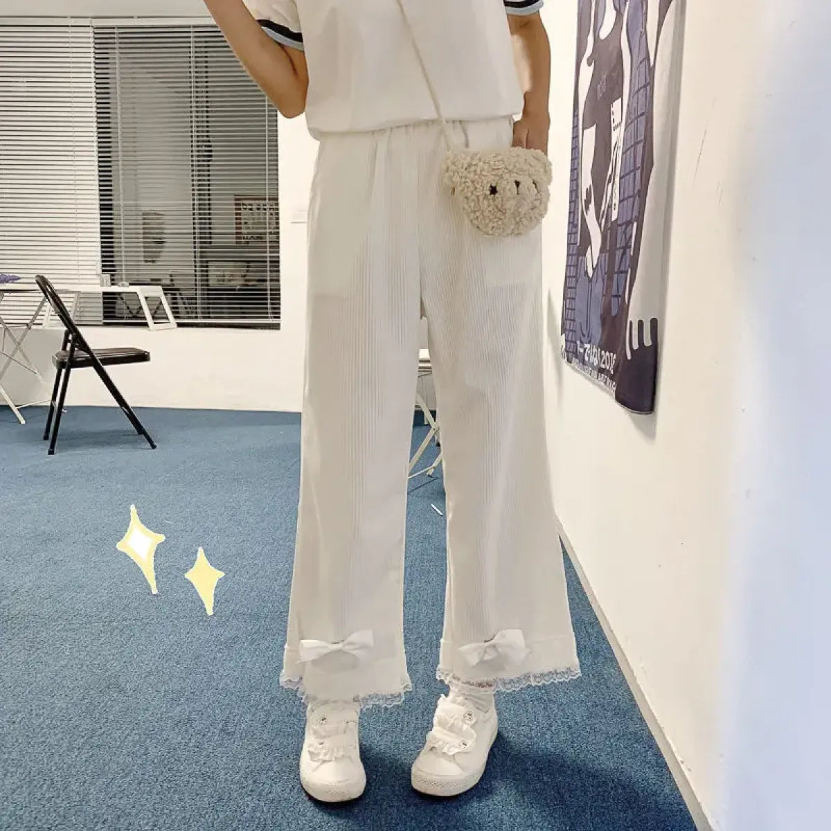 Kawaii High Waist Corduroy Lolita Pants - Bottoms - 9