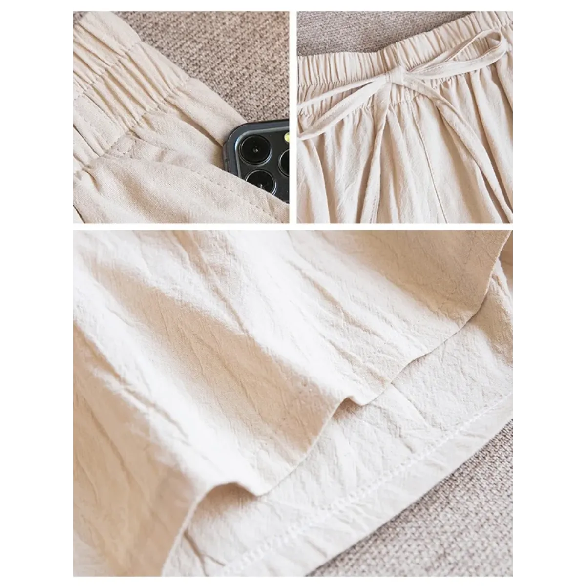 High Waist Cotton Linen Summer Shorts - Harajuku Style - Shorts - 6