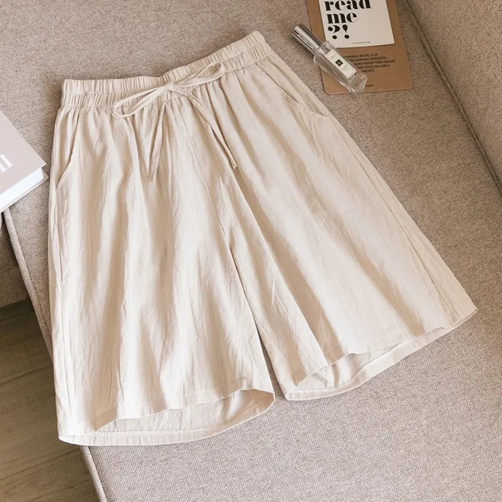 High Waist Cotton Linen Summer Shorts - Harajuku Style - Shorts - 16