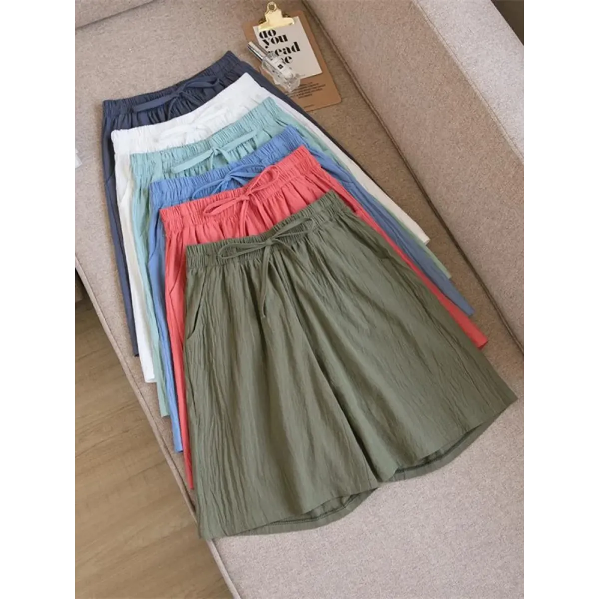 High Waist Cotton Linen Summer Shorts - Harajuku Style - Shorts - 3