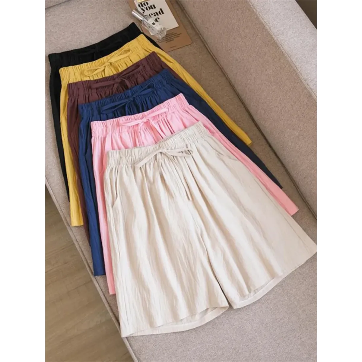 High Waist Cotton Linen Summer Shorts - Harajuku Style - Shorts - 4