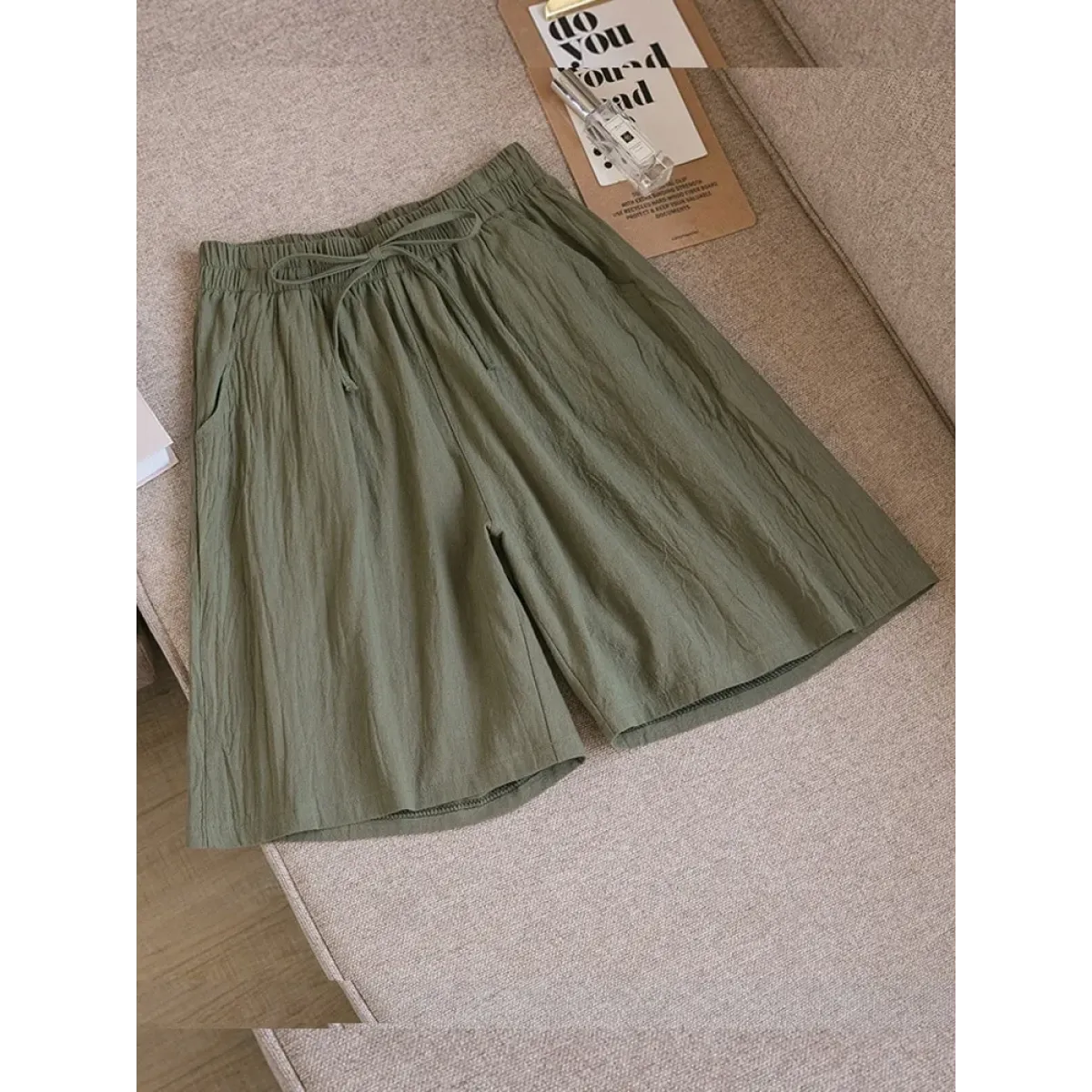 High Waist Cotton Linen Summer Shorts - Harajuku Style - Shorts - 5