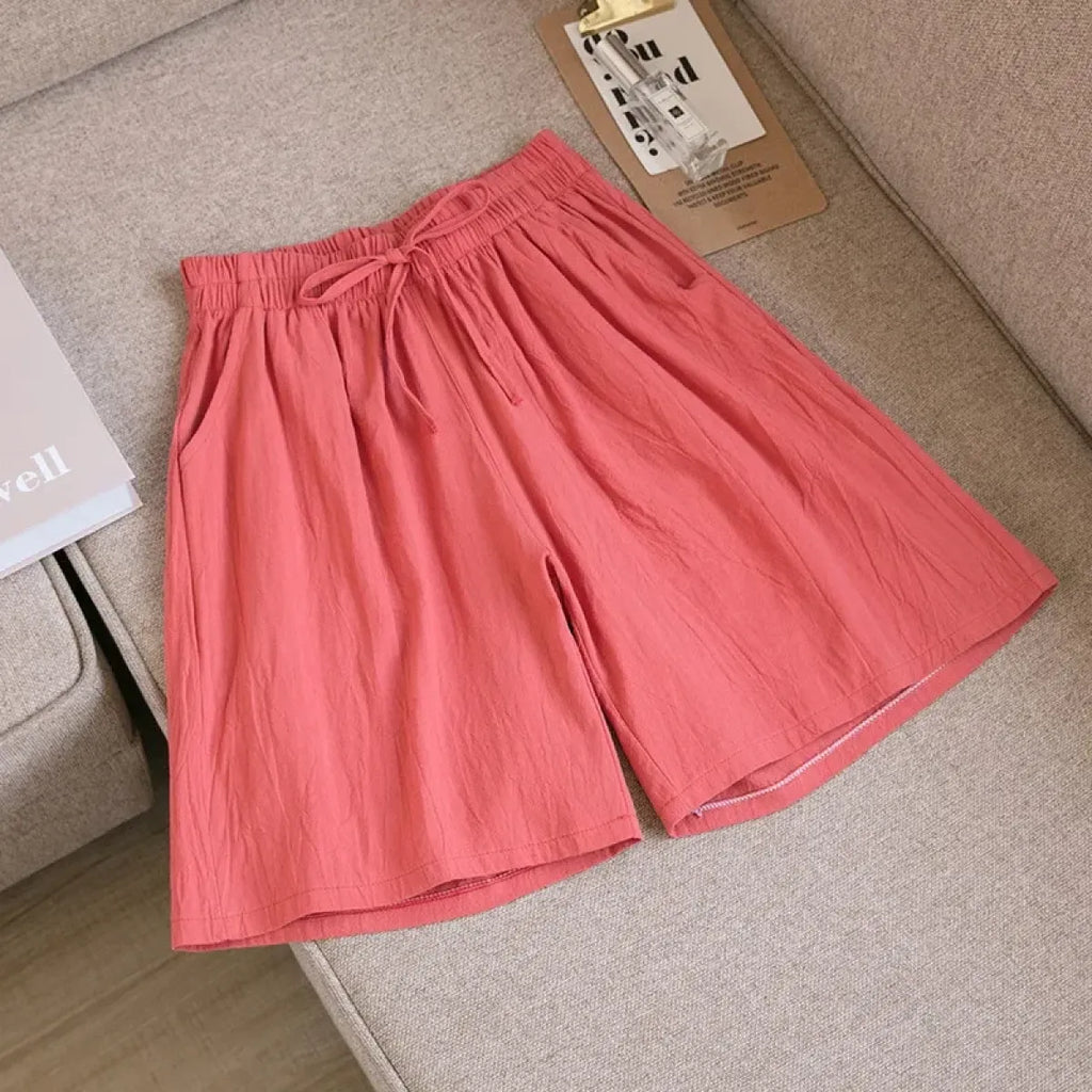 High Waist Cotton Linen Summer Shorts - Harajuku Style - Shorts - 13