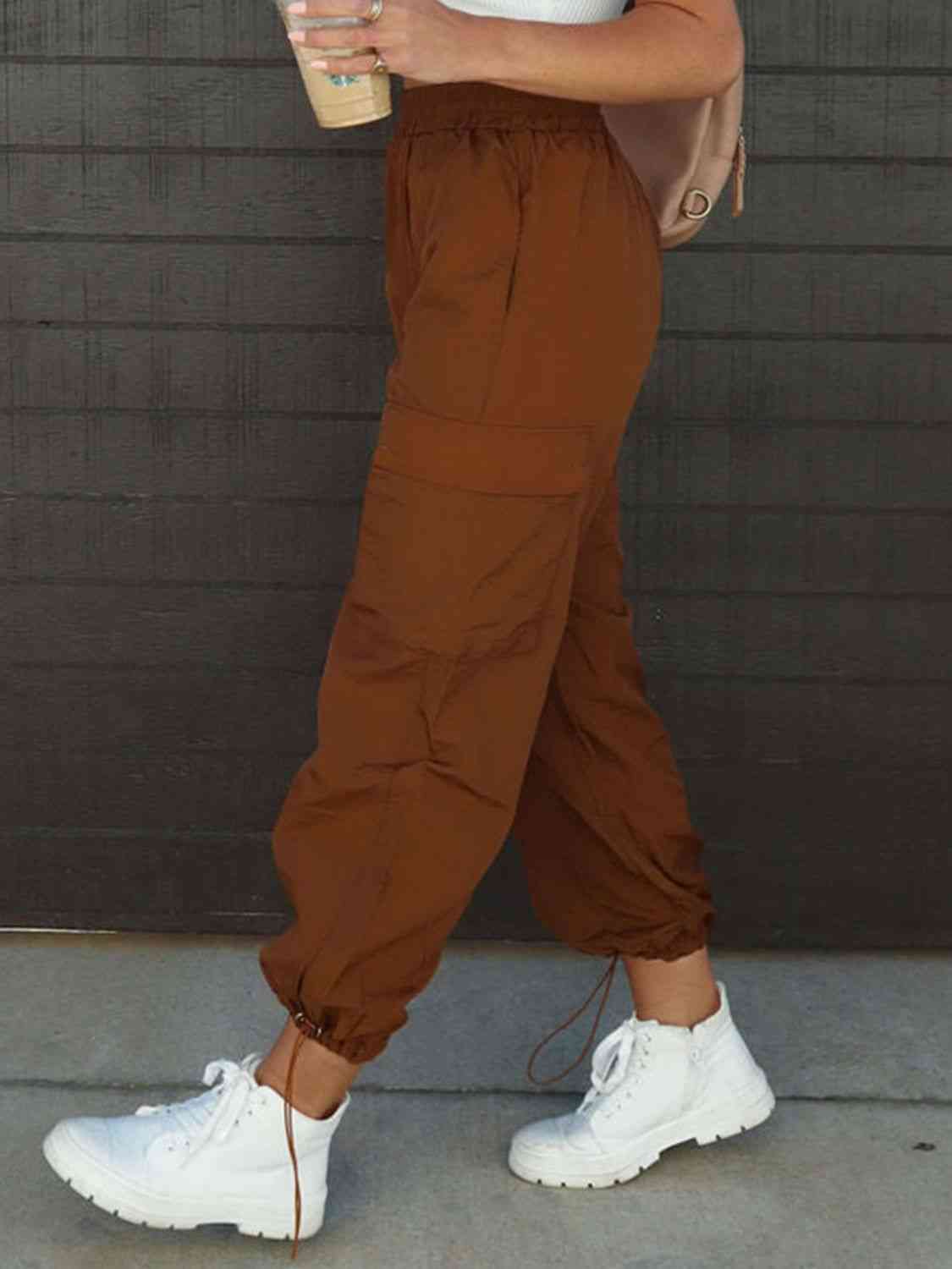 High Waist Drawstring Pants with Pockets - Bottoms - Pants - 3 - 2024