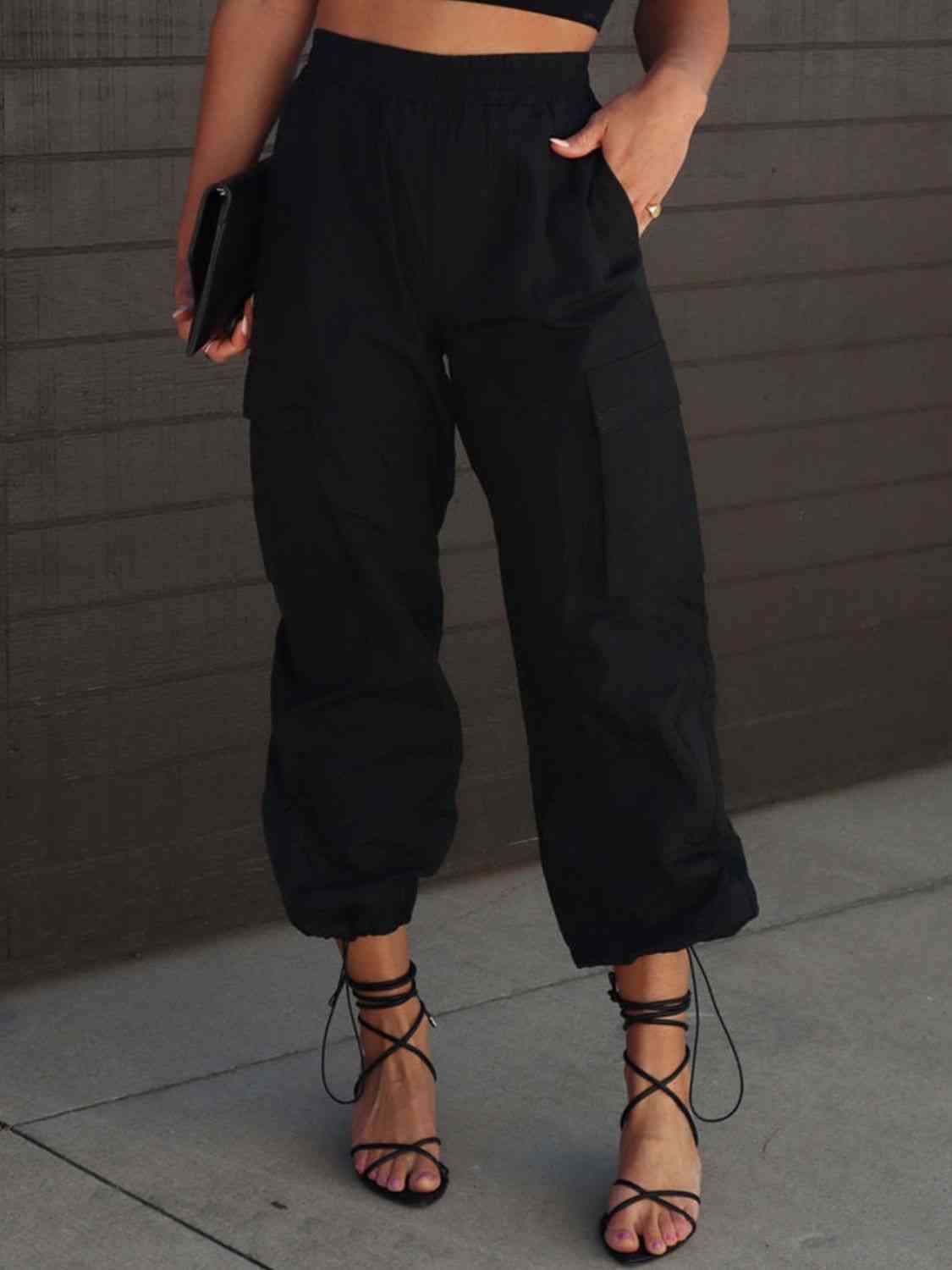 High Waist Drawstring Pants with Pockets - Bottoms - Pants - 6 - 2024