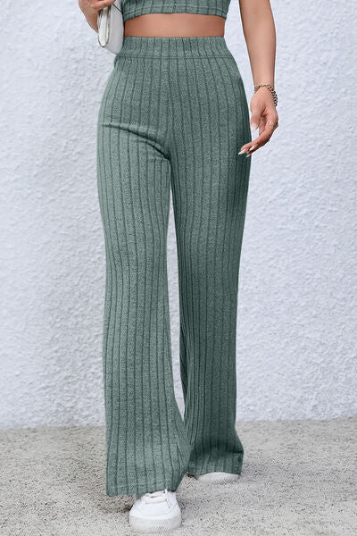 Ribbed High Waist Flare Pants - Bottoms - Pants - 16 - 2024