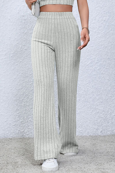 Ribbed High Waist Flare Pants - Bottoms - Pants - 22 - 2024