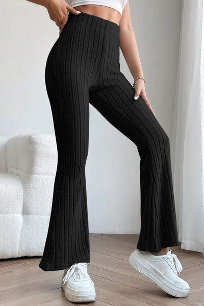 Ribbed High Waist Flare Pants - Bottoms - Pants - 4 - 2024