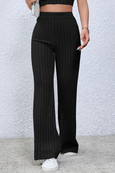 Ribbed High Waist Flare Pants - Bottoms - Pants - 6 - 2024