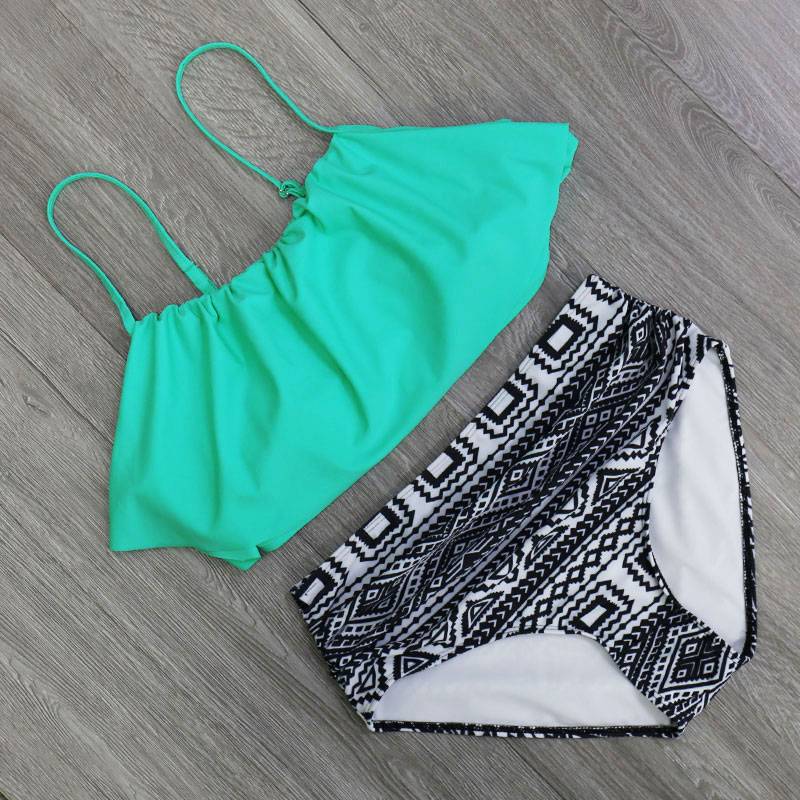 High Waist Halter Bikini Set - Women’s Clothing & Accessories - Skirts - 16 - 2024