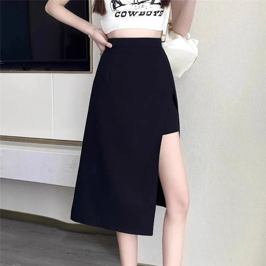 High Waist Harajuku Split Skirt – A-Line Irregular Mid-Length Skirt - Bottoms - Skirts - 1
