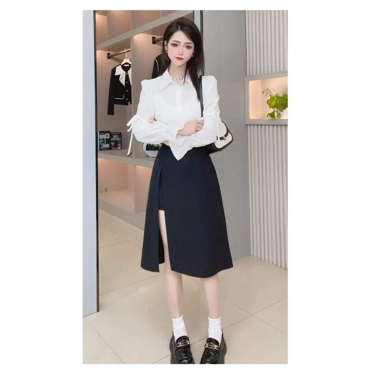 High Waist Harajuku Split Skirt – A-Line Irregular Mid-Length Skirt - Bottoms - Skirts - 2