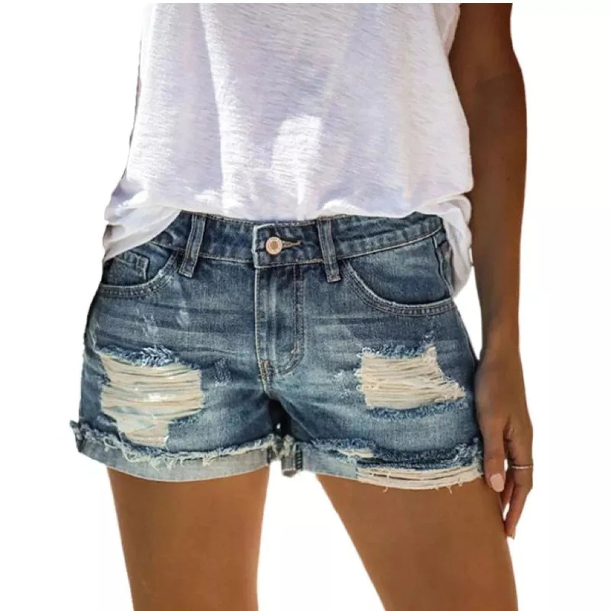 Korean Style High Waist Jean Shorts - Bottoms - 1