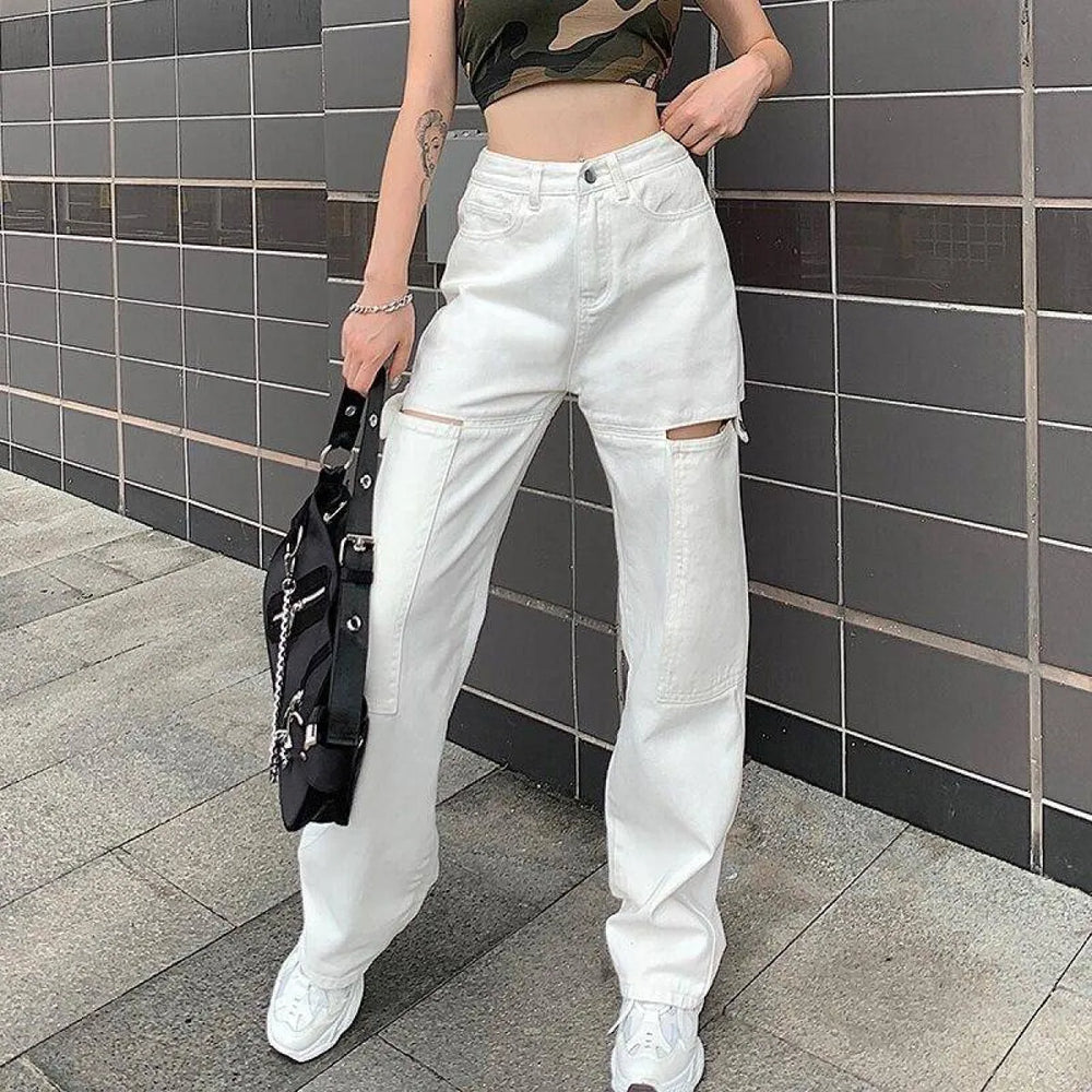 Street Fashion Casual High Waist Jeans - Bottoms - 1