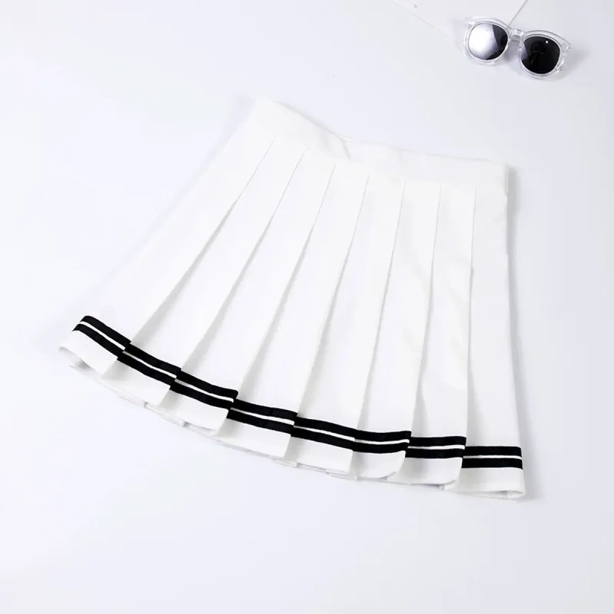 High Waist Korean Pleated Skirt – Patchwork Striped Tennis Skirt for Women - Bottoms - Skirts - 7