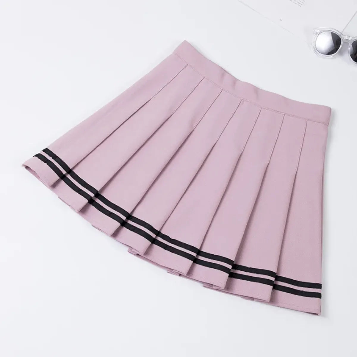 High Waist Korean Pleated Skirt – Patchwork Striped Tennis Skirt for Women - Bottoms - Skirts - 5